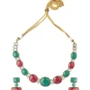 Green And Red Contemporary Choker Necklace Set With Earrings