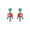 Green And Red Contemporary Choker Necklace Set With Earrings