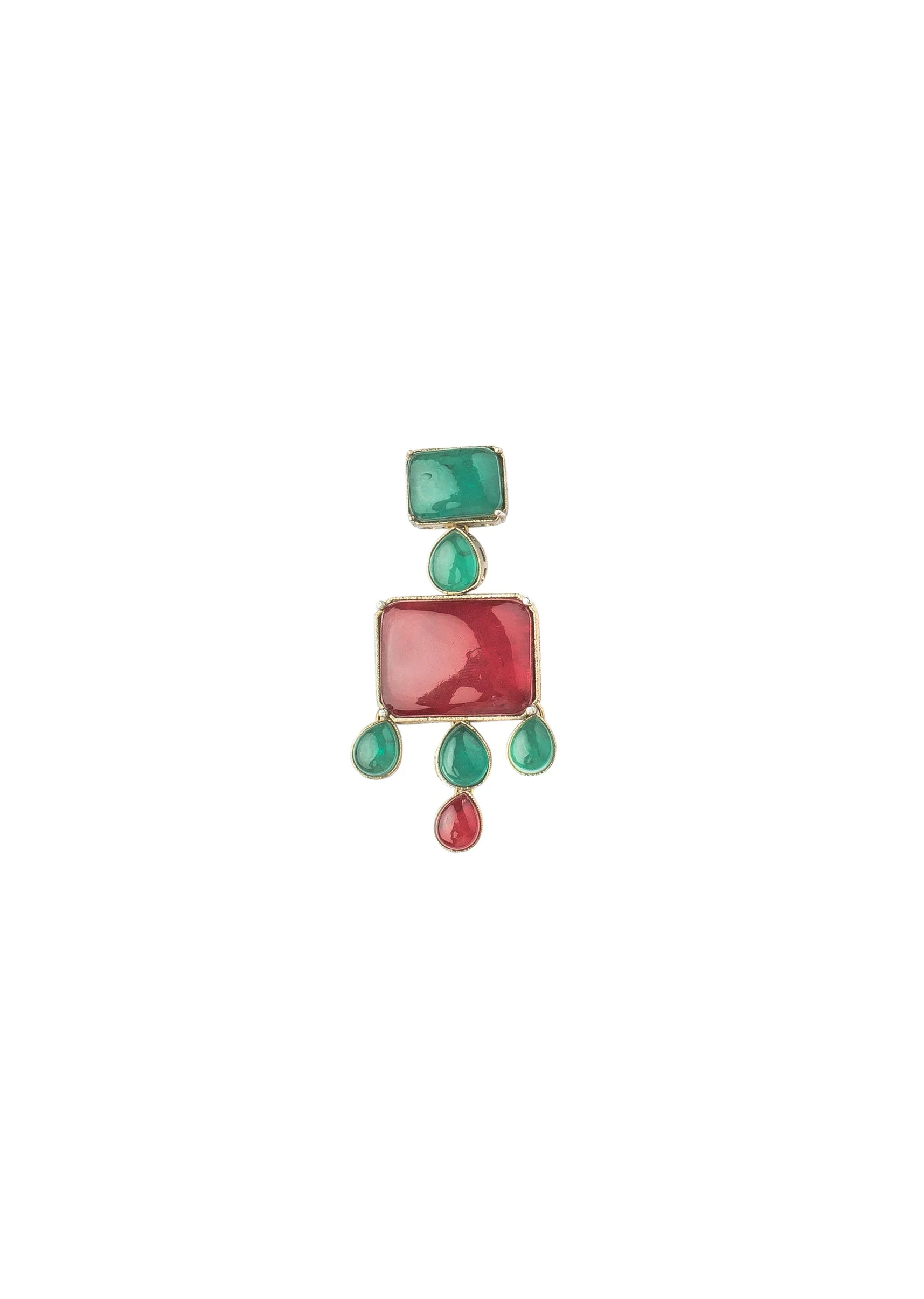 Green And Red Contemporary Choker Necklace Set With Earrings