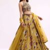 Mustard Yellow Embroidered Tissue Lehenga Choli Set