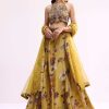 Mustard Yellow Embroidered Tissue Lehenga Choli Set