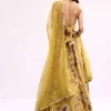 Mustard Yellow Embroidered Tissue Lehenga Choli Set