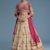 White And Pink Crepe Lehenga Set With Sequins And Cut Dana Work