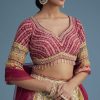 White And Pink Crepe Lehenga Set With Sequins And Cut Dana Work