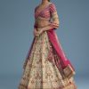 White And Pink Crepe Lehenga Set With Sequins And Cut Dana Work