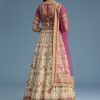 White And Pink Crepe Lehenga Set With Sequins And Cut Dana Work