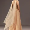 Cream Ruched Lehenga Set With Hand Embroidery
