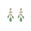 Gold Plated Green Synthetic Stone Necklace Set With Earrings