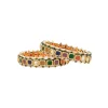 Gold Plated Multicolored Kundan Polki Bangles