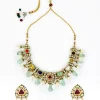 Gold Plated Multicolored Kundan Work Choker Necklace Set With Earrings