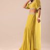 Lime Yellow Hand Embroidered Skirt And Blouse Set