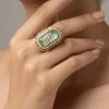 Green Meenakari Floral Motif Kundan Polki Ring
