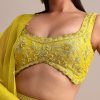 Yellow Garwal Tissue Double Circular Lehenga With Embroidered Blouse And Dupatta