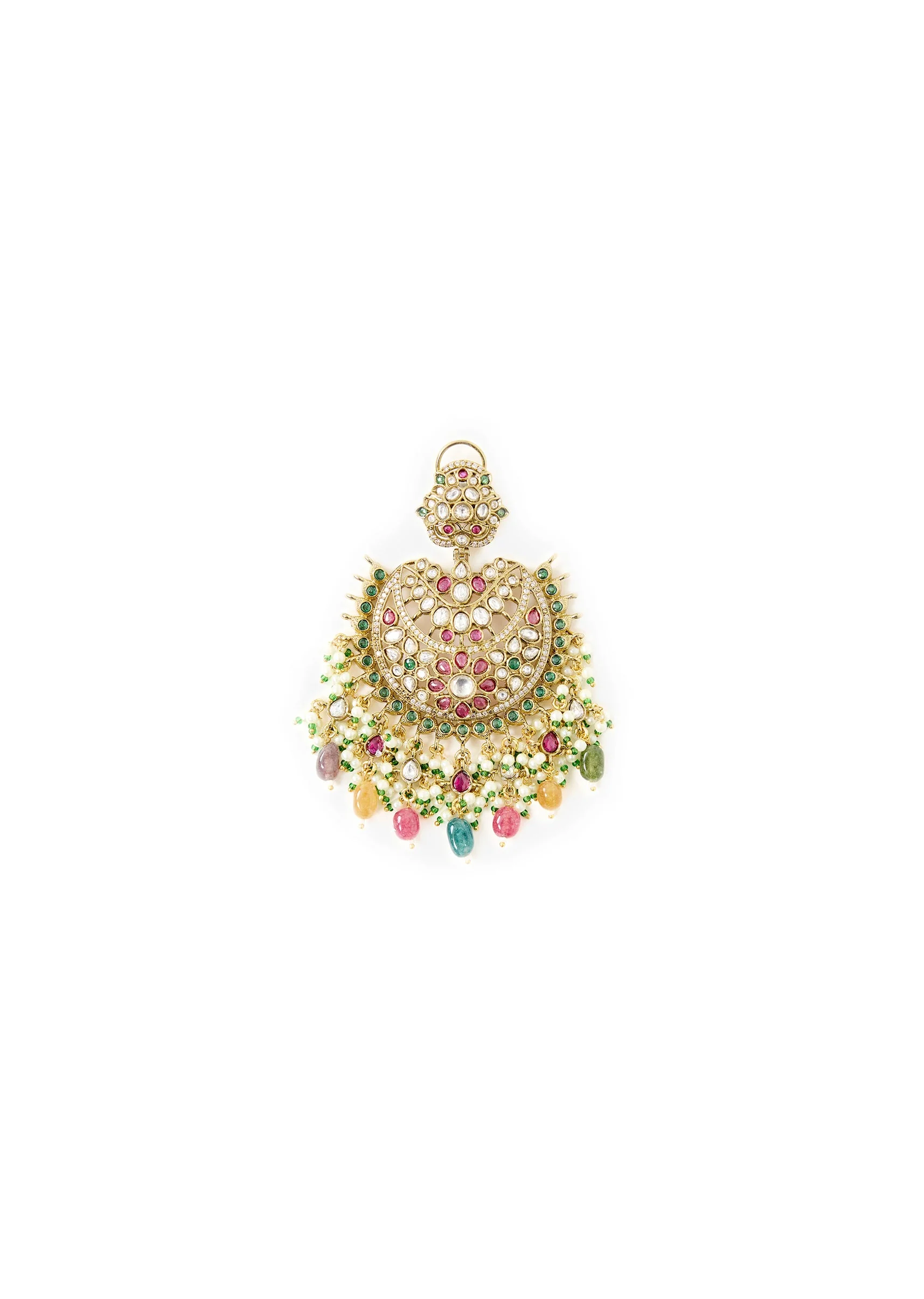 Gold Plated Multicolor Stone Chandelier Earrings