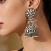 Silver Plated Zircon Jhumkas Earrings