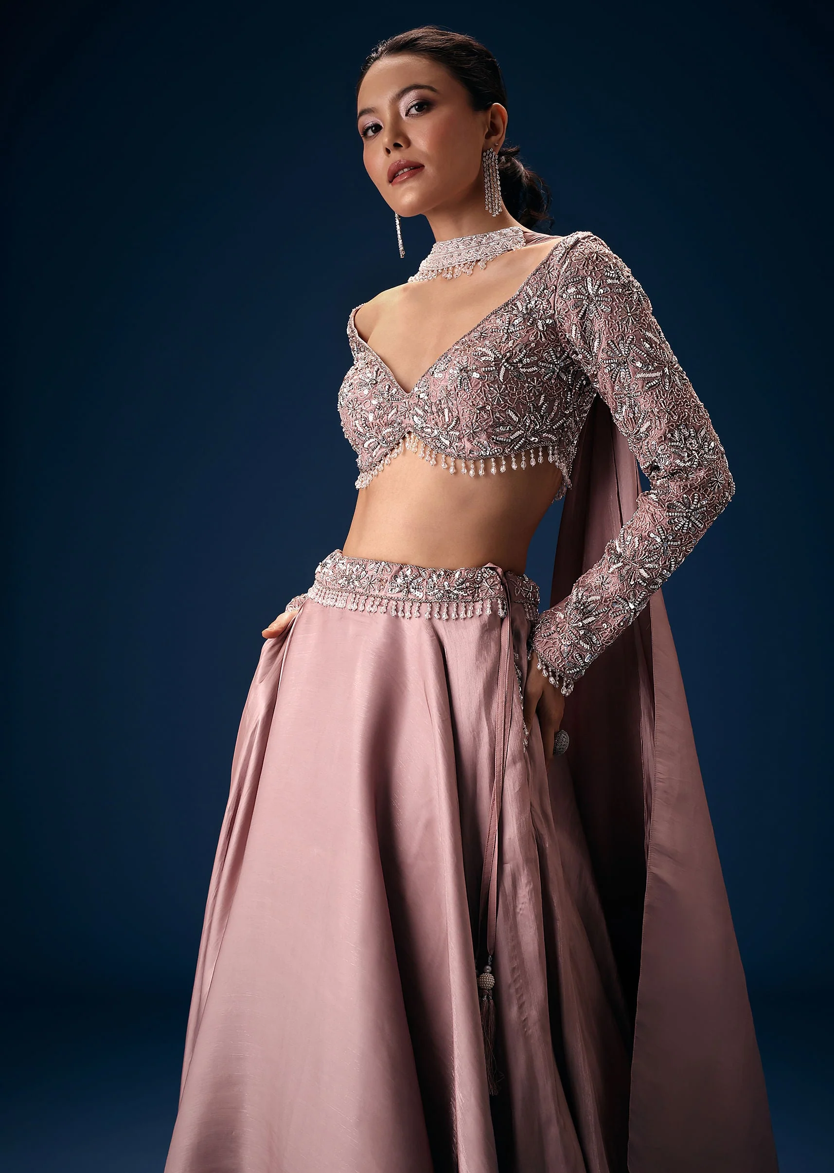 10995-onion-pink-embroidered-blouse-with-lehenga-and-choker-dupatta-2.webp Onion Pink Embroidered Blouse With Lehenga And Choker Dupatta