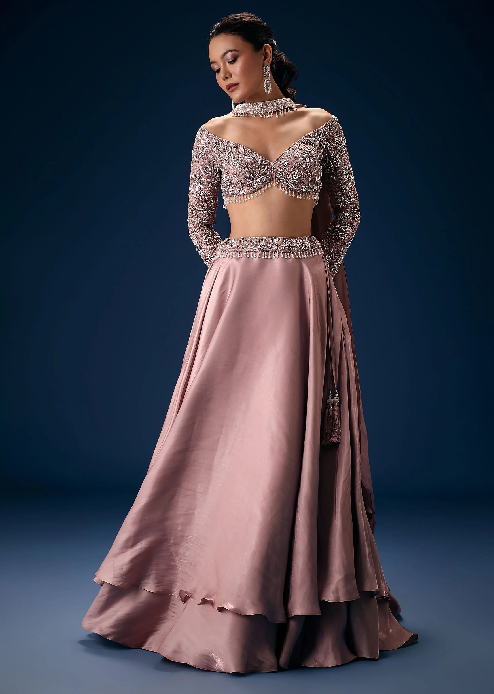 10995-onion-pink-embroidered-blouse-with-lehenga-and-choker-dupatta-3.webp Onion Pink Embroidered Blouse With Lehenga And Choker Dupatta