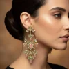 Gold Plated Kundan And Pearl Statement Earrings