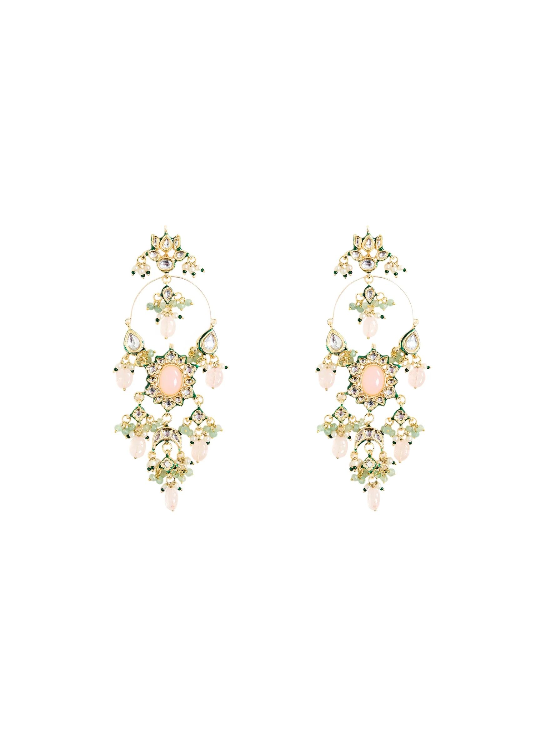 Gold Plated Kundan And Pearl Statement Earrings