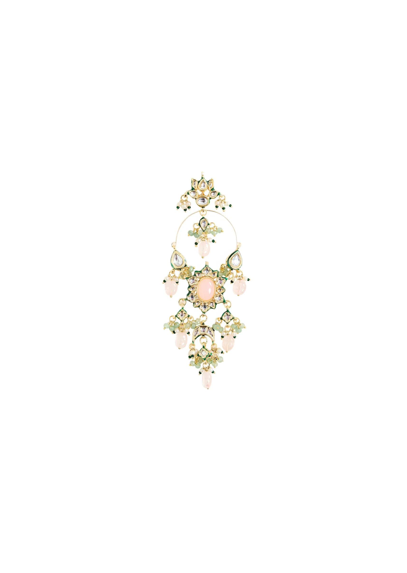 Gold Plated Kundan And Pearl Statement Earrings