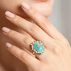 Gold Plated Turquoise Stone Statement Ring