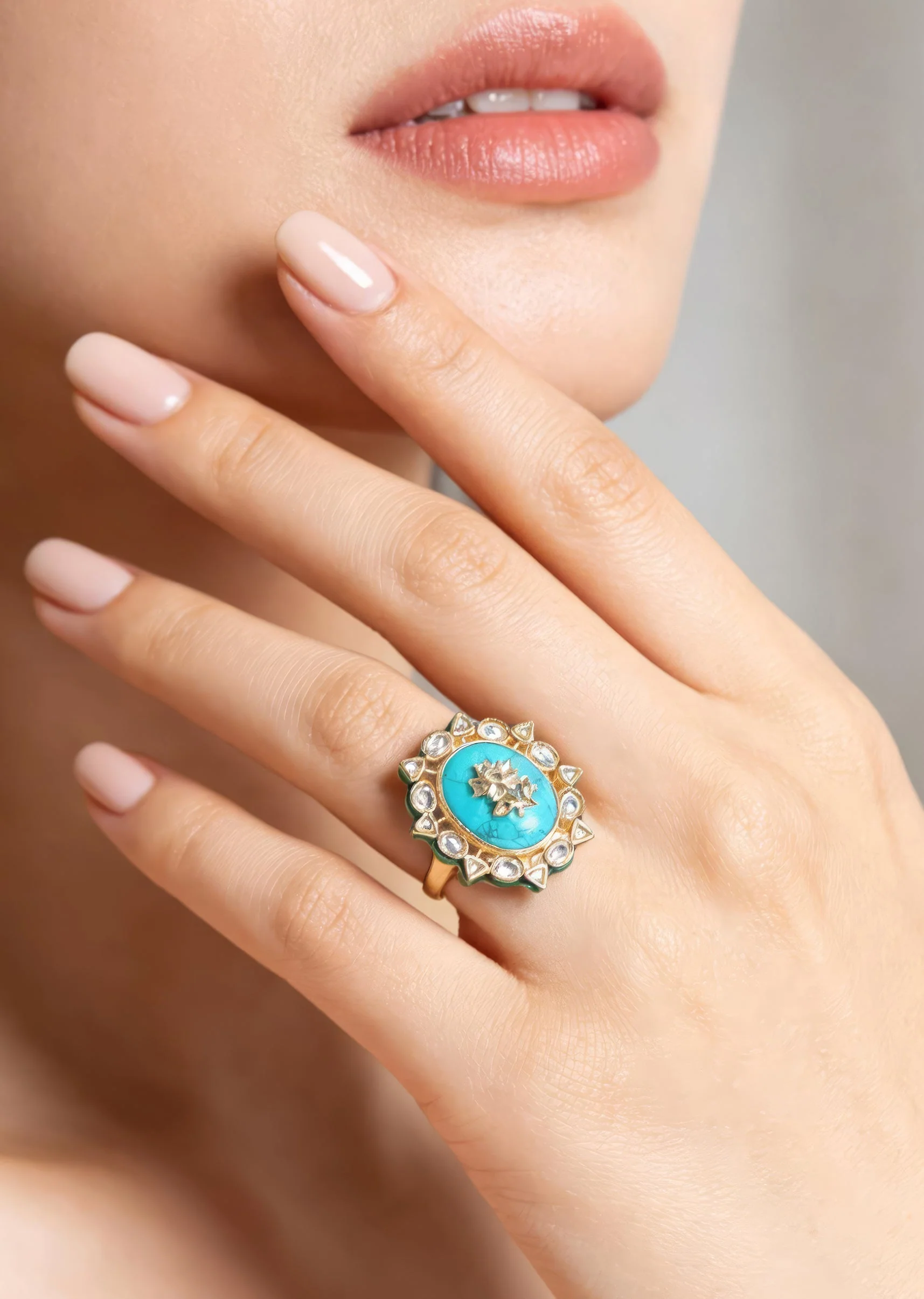 1101-gold-plated-turquoise-stone-statement-ring-1.webp Gold Plated Turquoise Stone Statement Ring