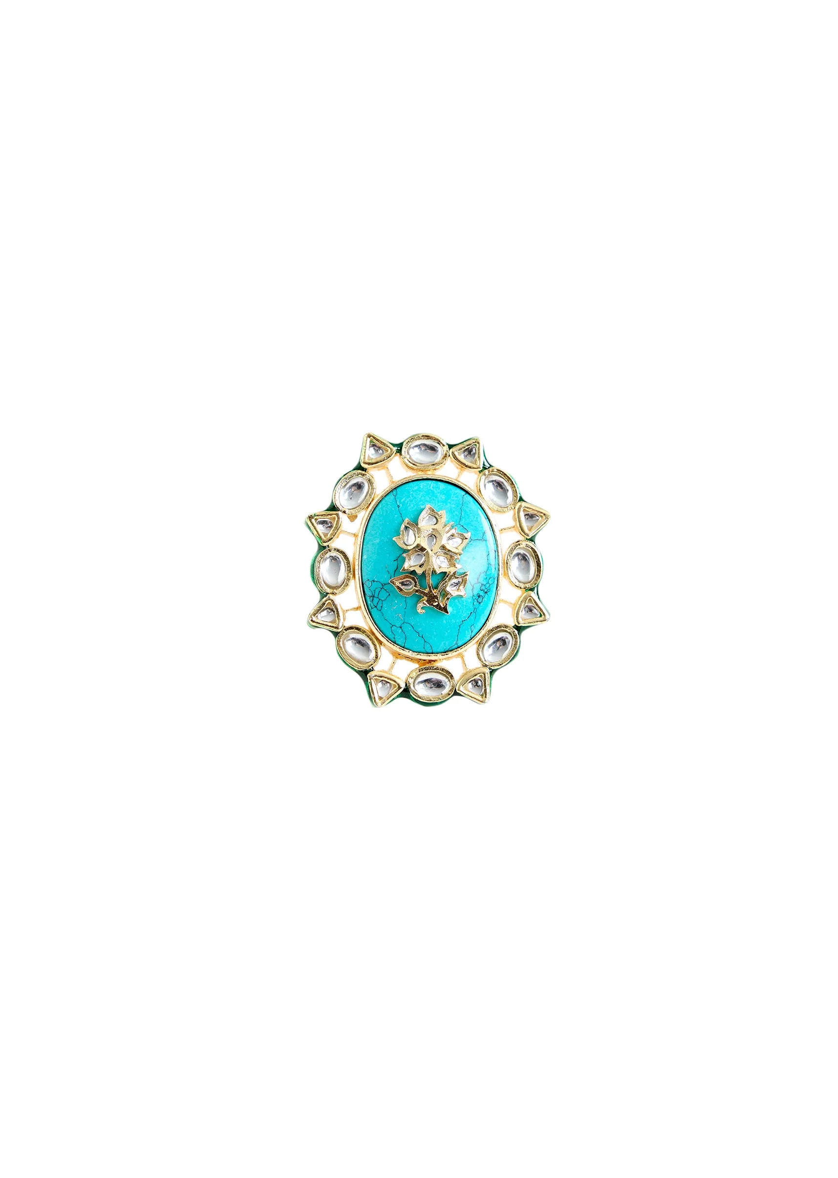 Gold Plated Turquoise Stone Statement Ring