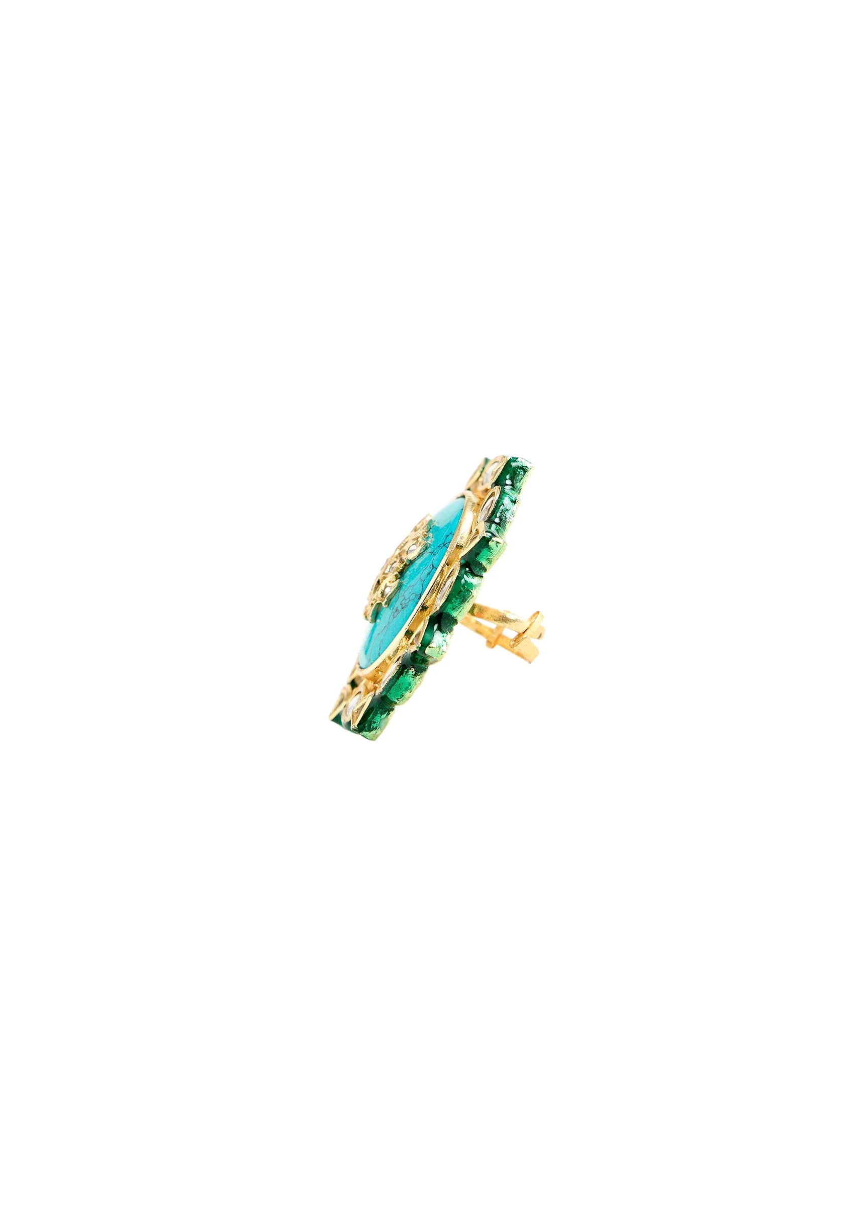 Gold Plated Turquoise Stone Statement Ring