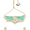 Gold And Green Beaded Choker Necklace Set