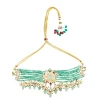 Gold And Green Beaded Choker Necklace Set
