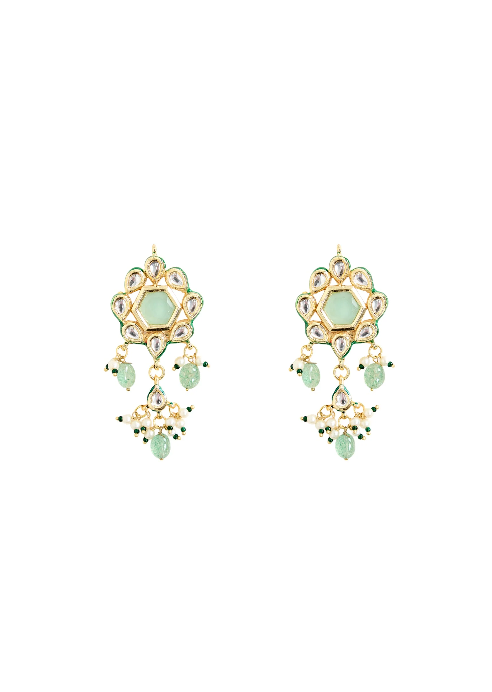 Gold And Green Beaded Choker Necklace Set