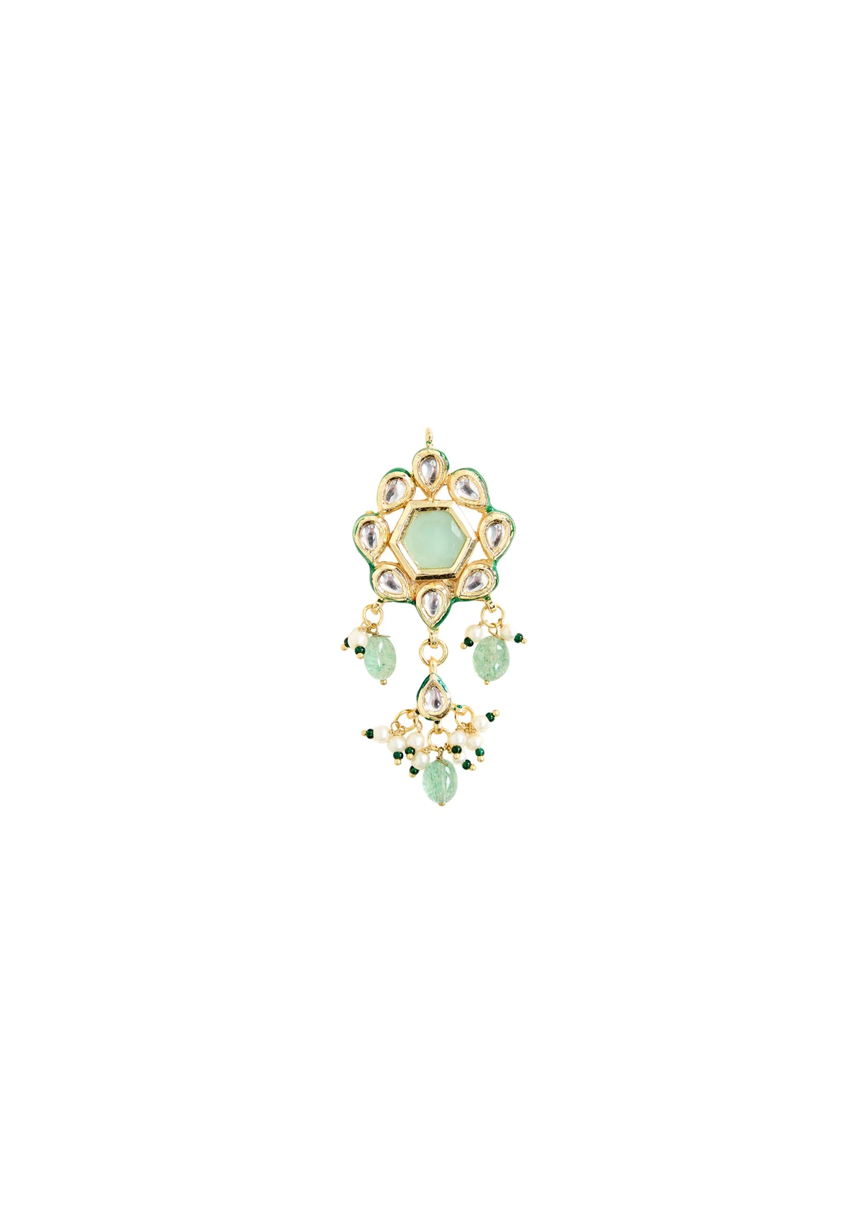 Gold And Green Beaded Choker Necklace Set