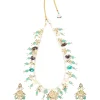 Floral Pearl And Emerald Layered Statement Necklace Set