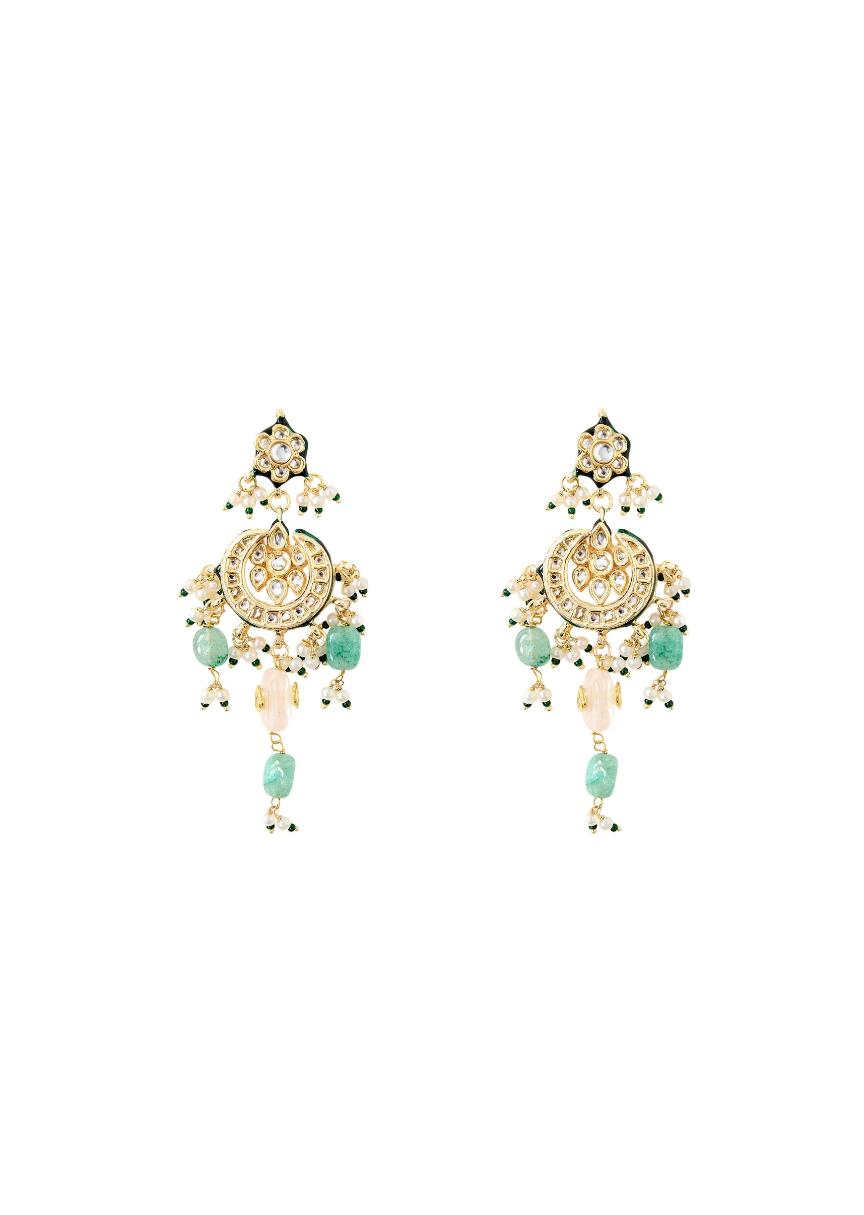 Floral Pearl And Emerald Layered Statement Necklace Set