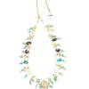Floral Pearl And Emerald Layered Statement Necklace Set