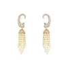 Gold Plated Long Statement Pearl Drop Chandelier Earrings for Women