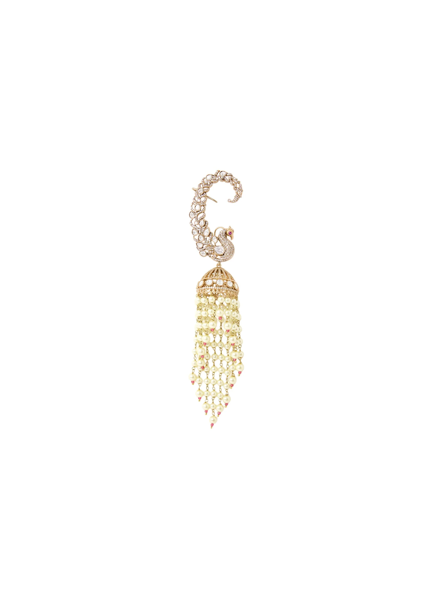 Gold Plated Long Statement Pearl Drop Chandelier Earrings for Women