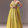 Yellow Organza Double Circular Lehenga Set With Hand Work