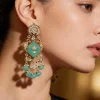 Pastel Lotus Motif Dangler Earrings
