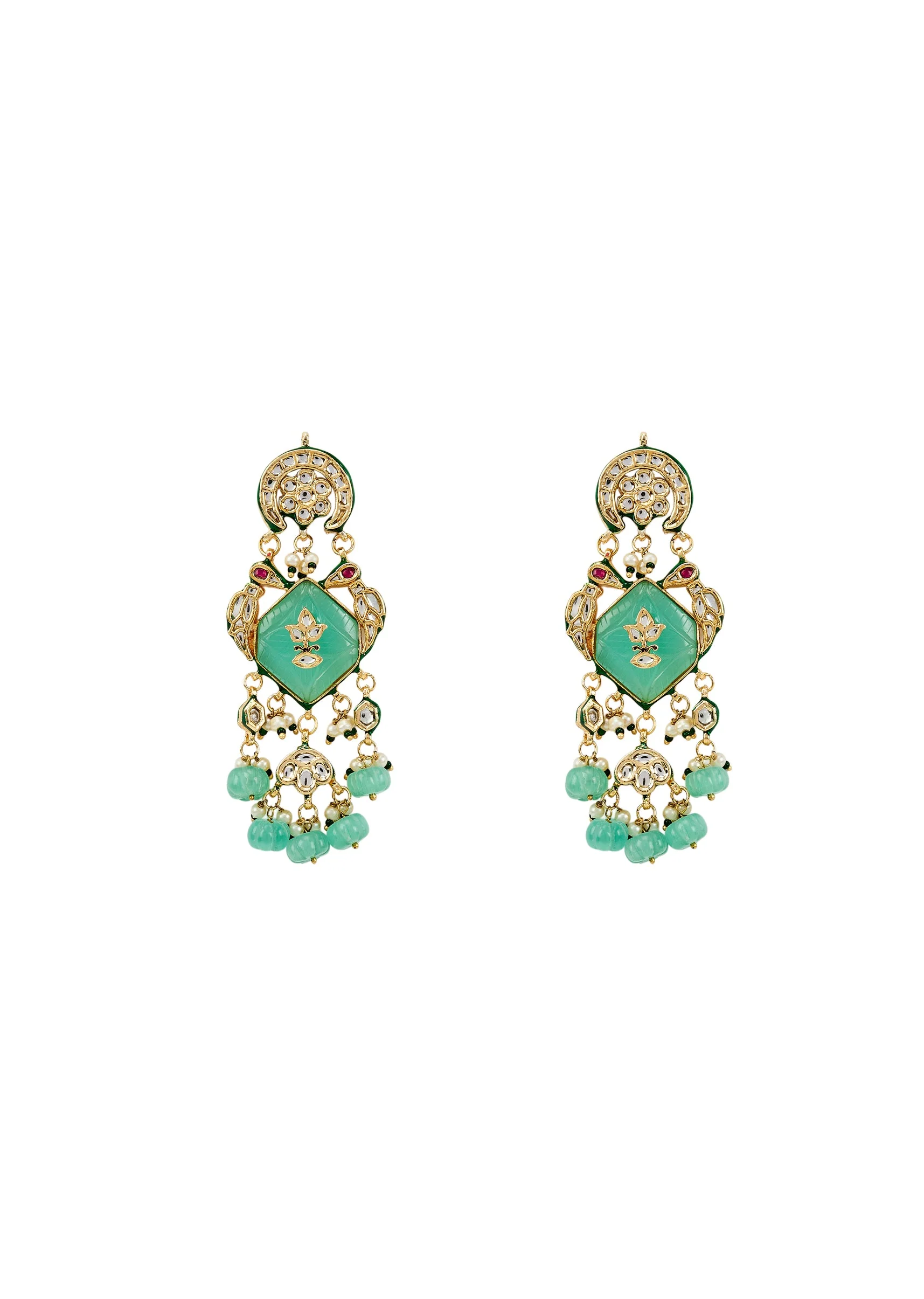 Pastel Lotus Motif Dangler Earrings