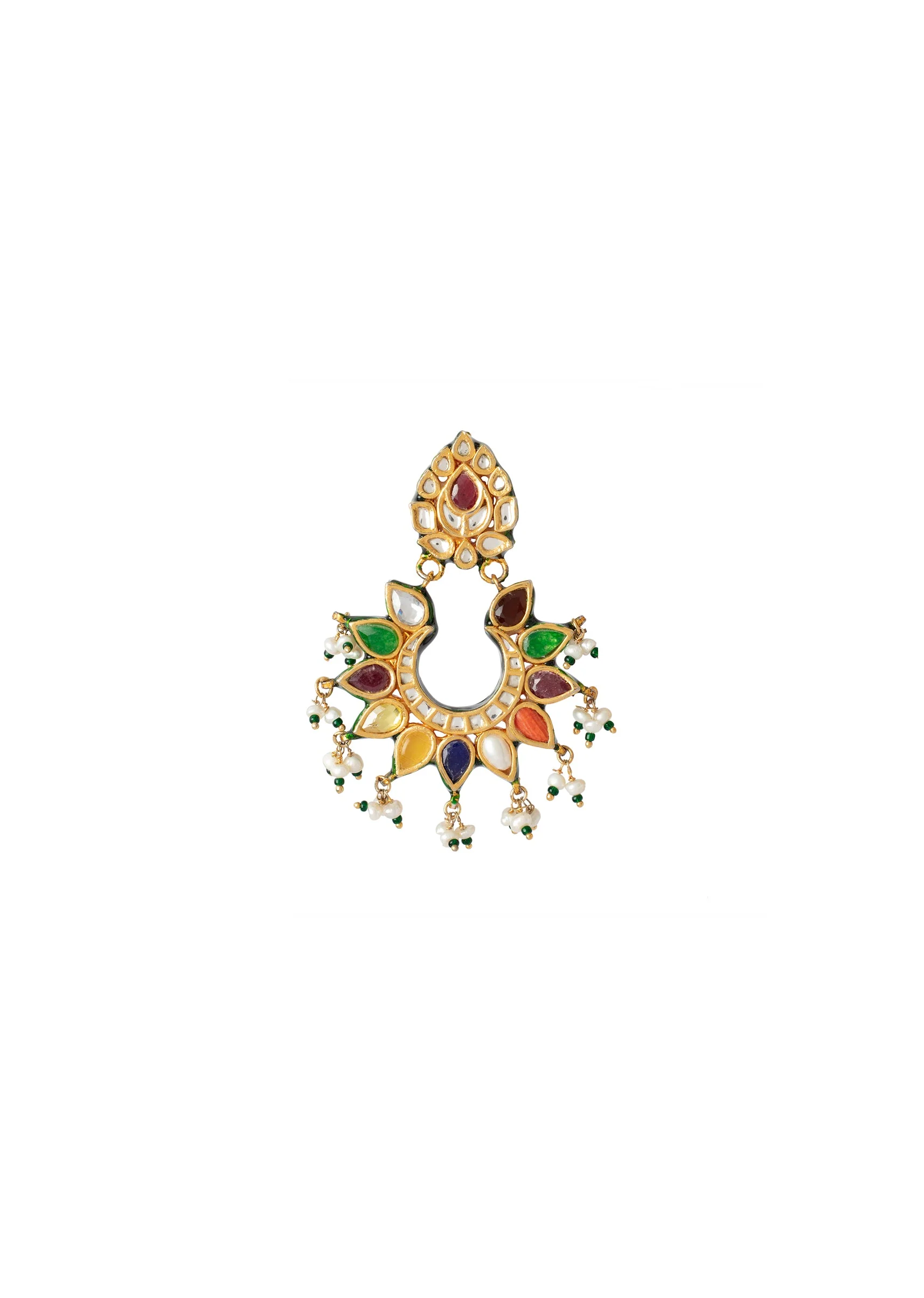 Gold Plated Multicolored Kundan Polki Earrings