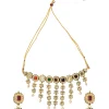 Gold Plated Multicolored Kundan Polki Necklace Set With Earrings