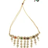 Gold Plated Multicolored Kundan Polki Necklace Set With Earrings