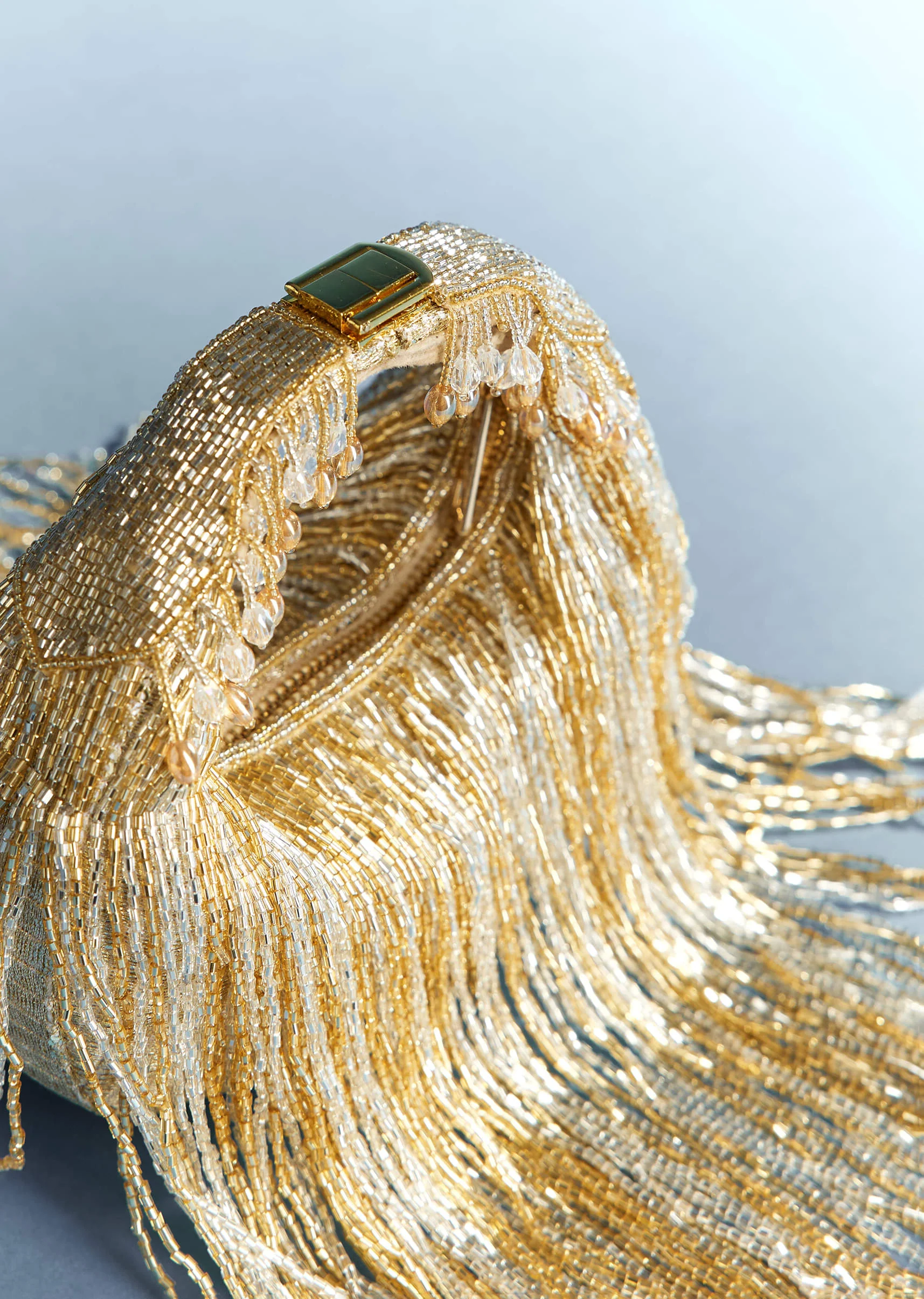 Grey And Silver Potli With Tassel Detailing