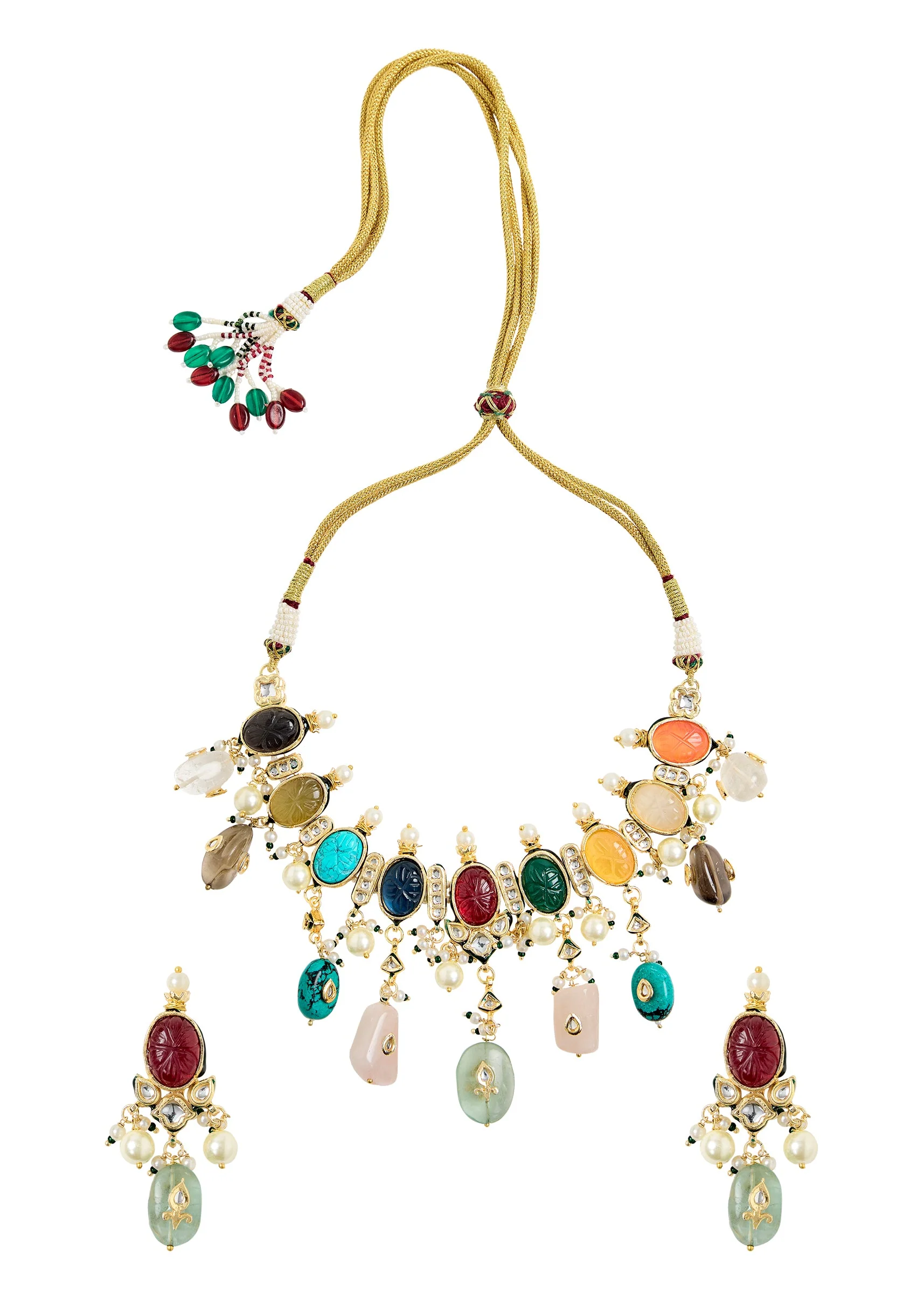 Multicolor Gemstone Choker Necklace Set