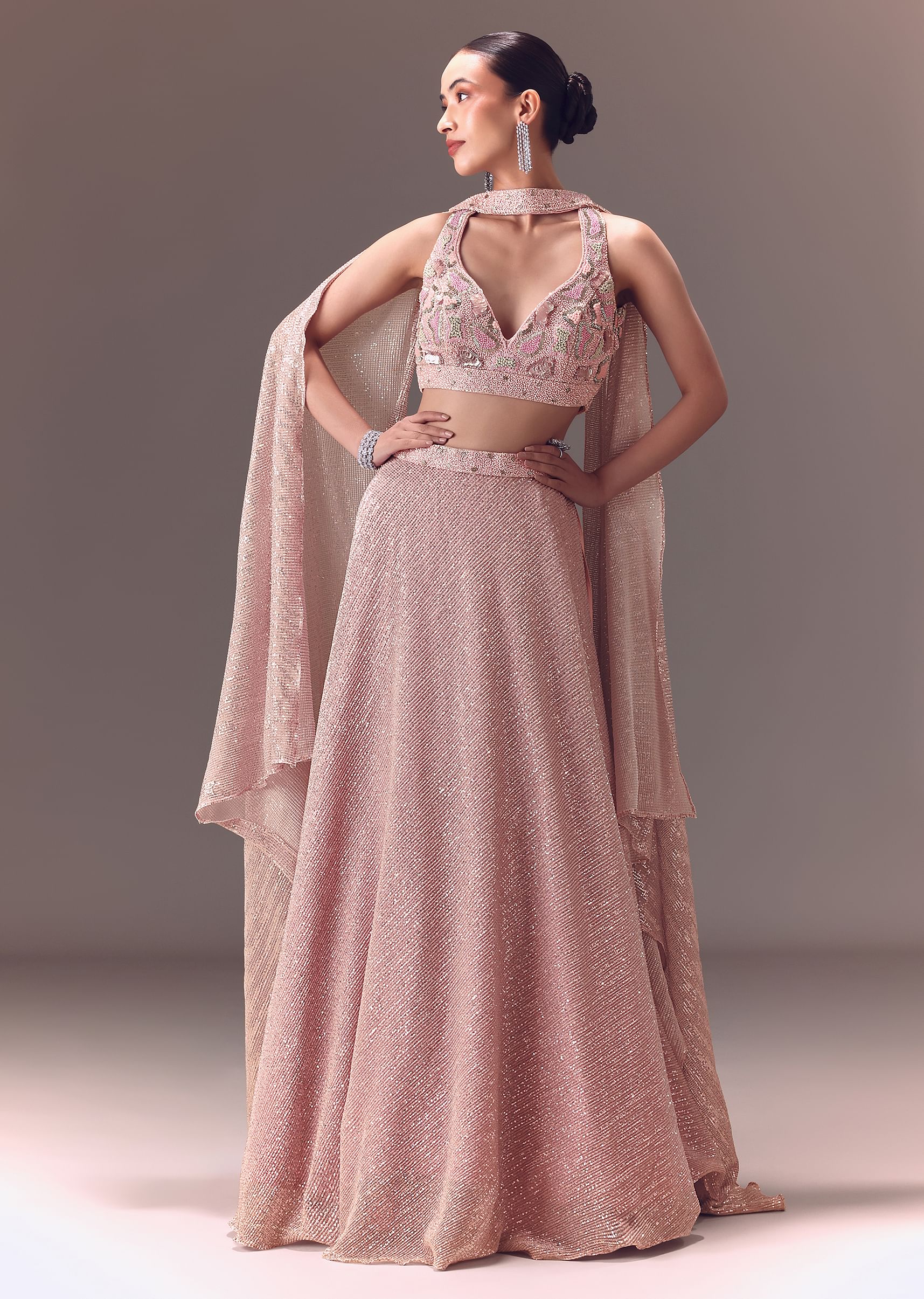 111-onion-pink-sequin-embellished-lehenga-set-with-choker-dupatta-1.jpg Onion Pink Sequin Embellished Lehenga Set With Choker Dupatta