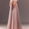 Onion Pink Sequin Embellished Lehenga Set With Choker Dupatta