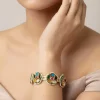 Gold Plated Multicolored Gemstone Kundan Polki Bracelet
