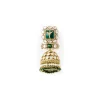 Gold Tone Jhumka Earrings With Green And Pink Stone and Pearl Detailing