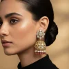 Pearl And Kundan Drop Jhumka Earrings